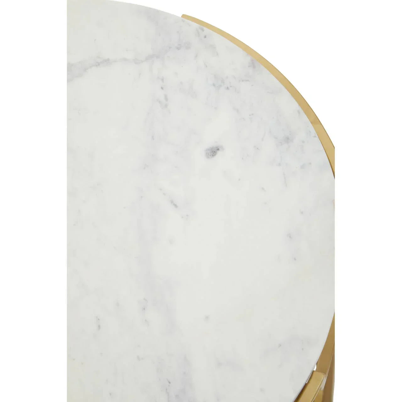Round marble table top with gold metal edge detail