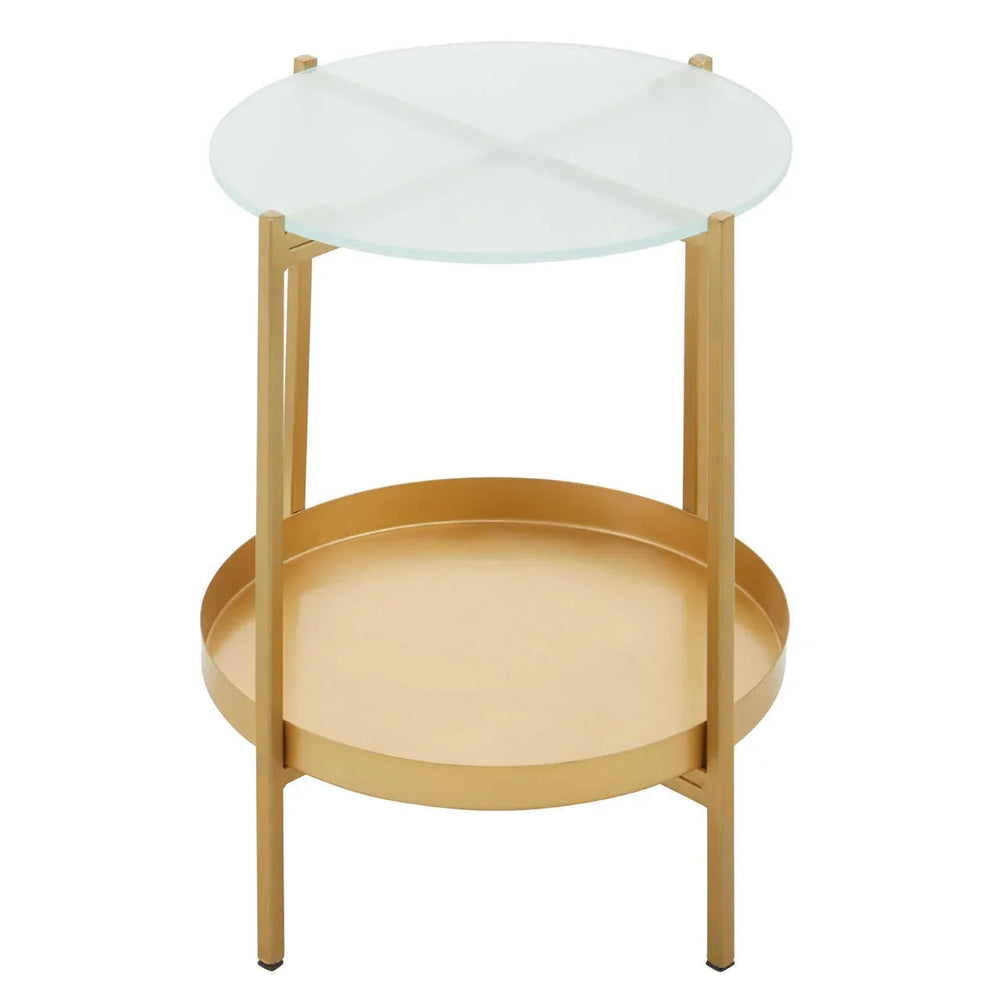 Gold Glass Iron Side Table