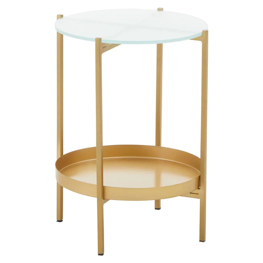 Gold Glass Iron Side Table