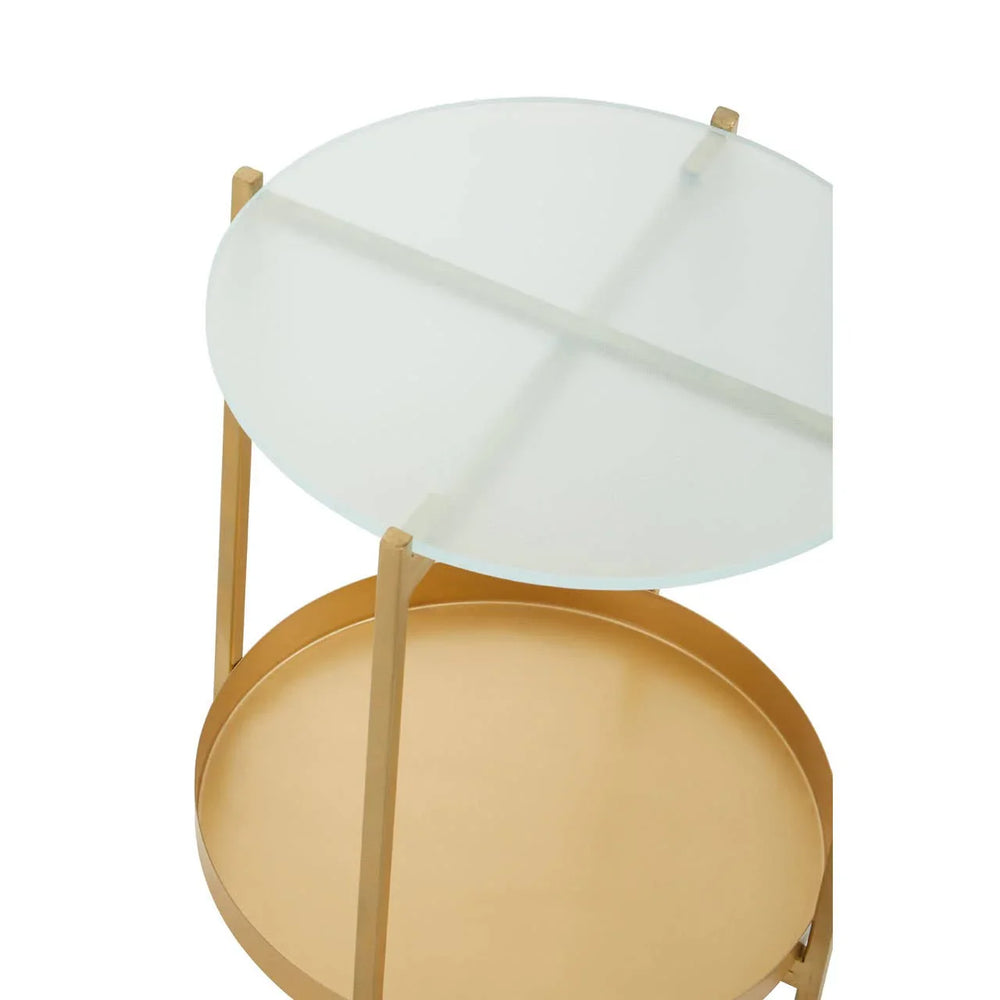 Gold Glass Iron Side Table