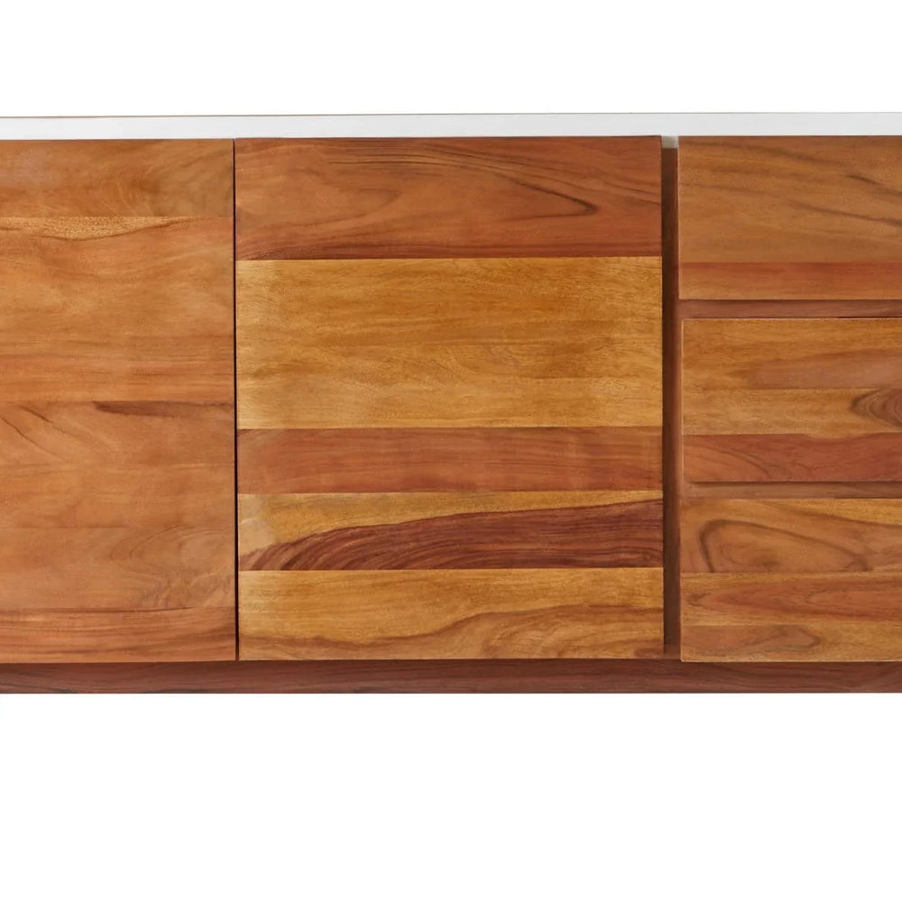 Luxury White Marble Sideboard with 3 Drawers - Myan Collection