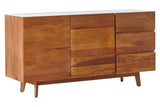 Luxury White Marble Sideboard with 3 Drawers - Myan Collection