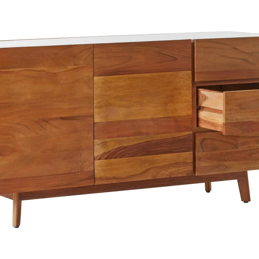 Luxury White Marble Sideboard with 3 Drawers - Myan Collection