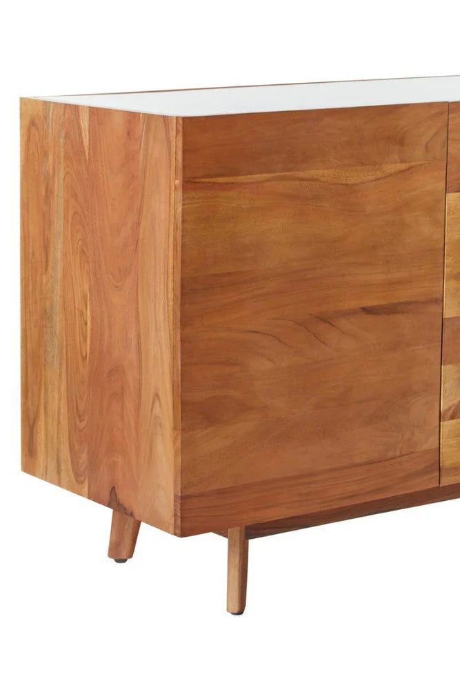 Luxury White Marble Sideboard with 3 Drawers - Myan Collection