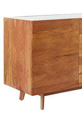 Luxury White Marble Sideboard with 3 Drawers - Myan Collection