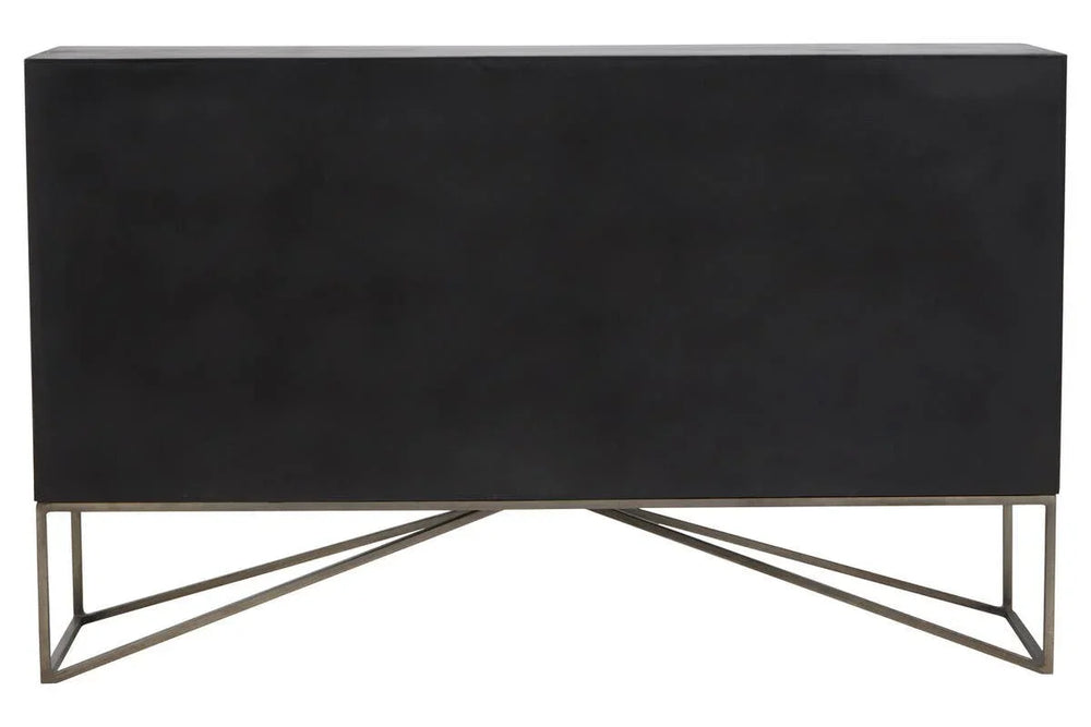 Solana Brown Geometric Pattern Mango Wood Sideboard with Metal Base