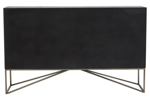 Solana Brown Geometric Pattern Mango Wood Sideboard with Metal Base