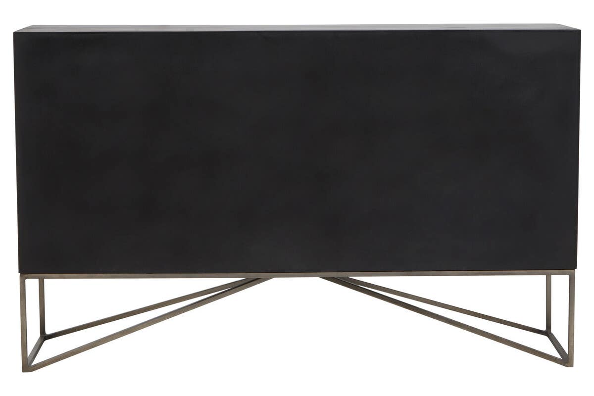Solana Brown Geometric Pattern Mango Wood Sideboard with Metal Base