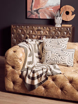 Solana Brown Geometric Pattern Mango Wood Sideboard with Metal Base