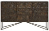 Solana Brown Geometric Pattern Mango Wood Sideboard with Metal Base