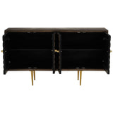 Golden Rhombus Mango Wood Sideboard with Embossed Faceted Patterns