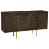 Golden Rhombus Mango Wood Sideboard with Embossed Faceted Patterns