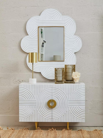 Golden Touch Mango Wood Sideboard with Circular Handles