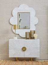 Golden Touch Mango Wood Sideboard with Circular Handles