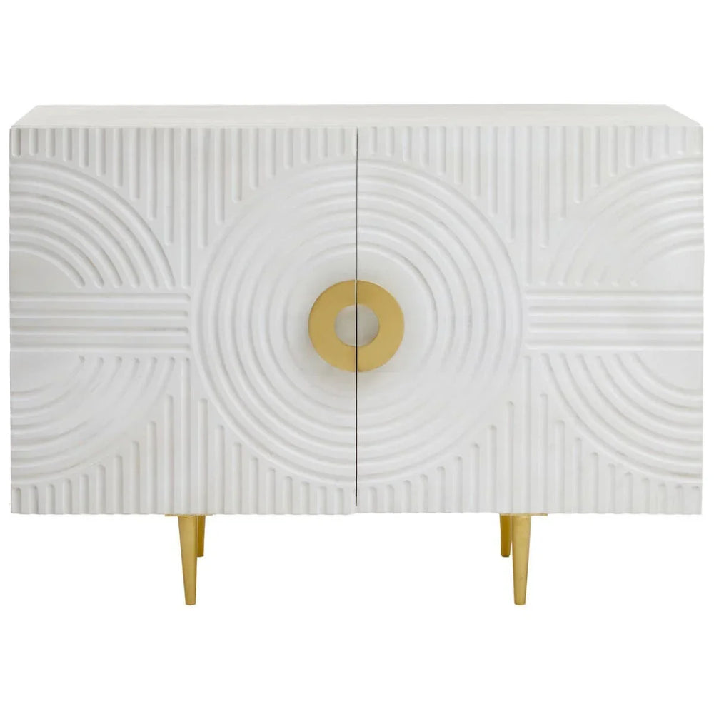 Golden Touch Mango Wood Sideboard with Circular Handles