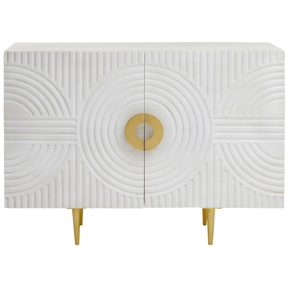 Golden Touch Mango Wood Sideboard with Circular Handles