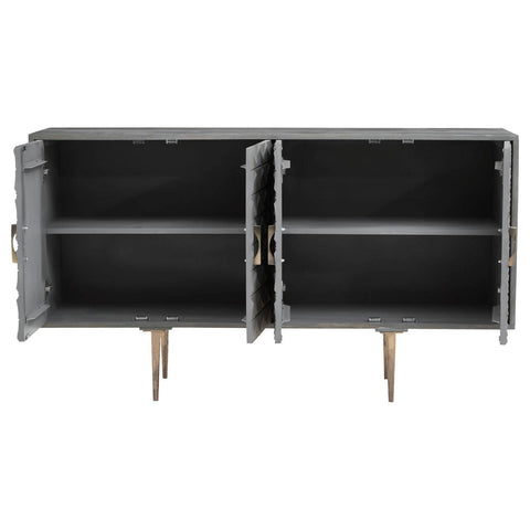 Rustic Elegance Mango Wood Sideboard with Woven Doors.