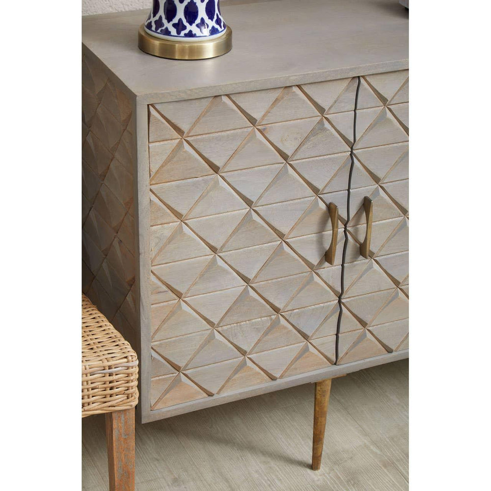 Rustic Elegance Mango Wood Sideboard with Woven Doors.