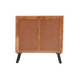 Rustic Acacia Wood Sideboard with Black Metal Accents