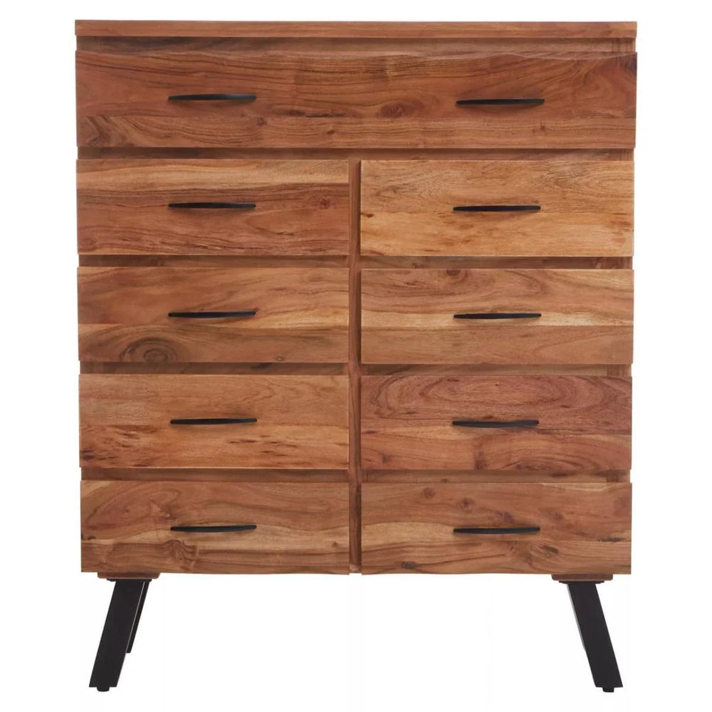 Industrial Wood 9-Drawer Chest