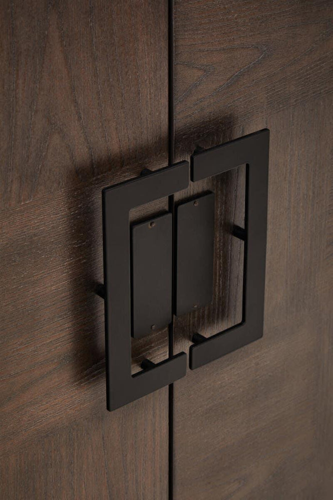 Rustic Elegance Antique Grey Elm Wood Sideboard with Two Doors