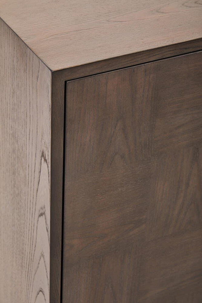 Rustic Elegance Antique Grey Elm Wood Sideboard with Two Doors