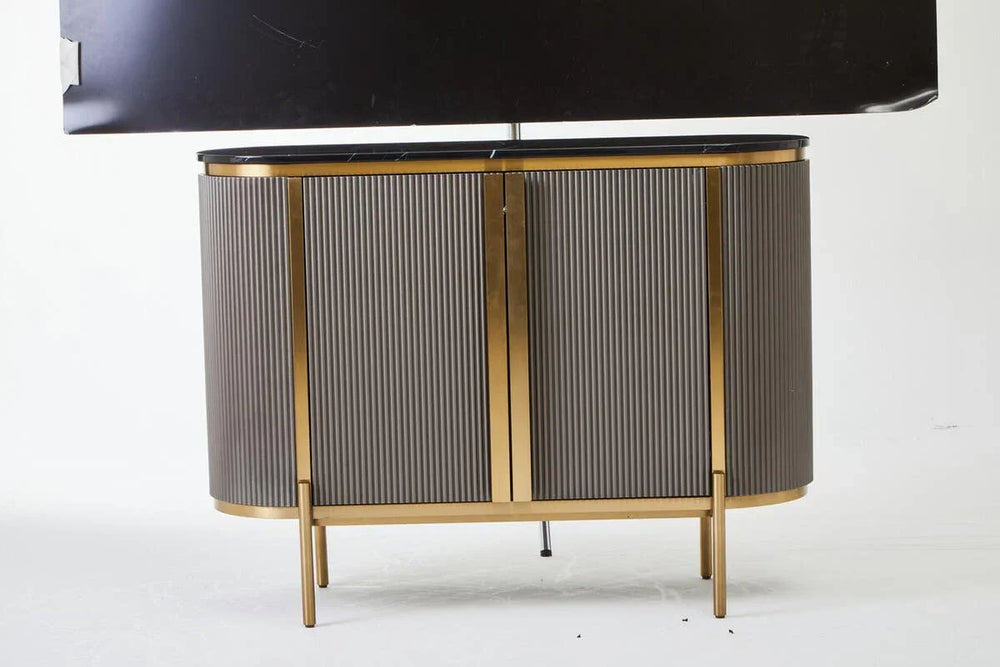 Luxury Grey Marble Top Sideboard with Gold Details