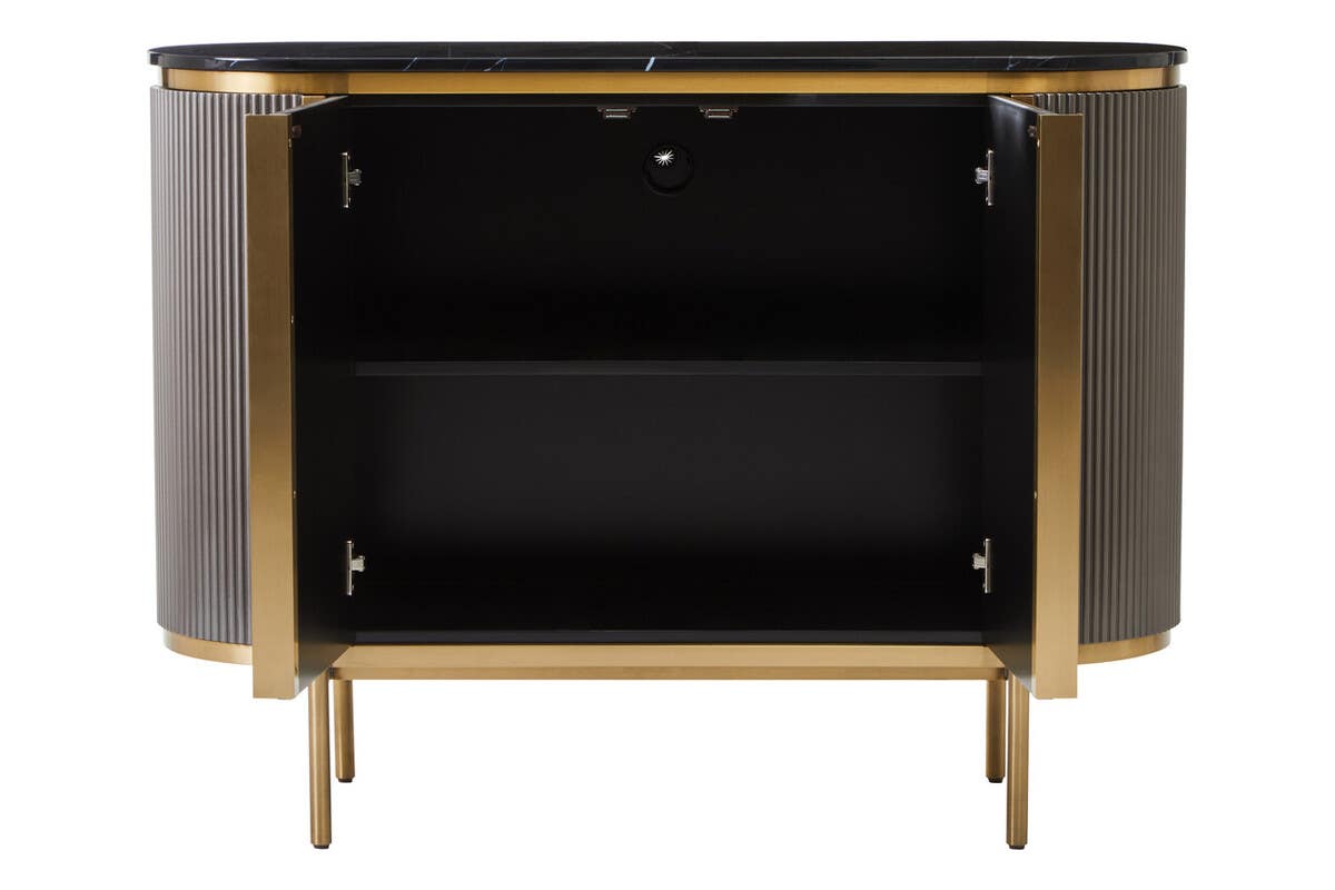 Luxury Grey Marble Top Sideboard with Gold Details