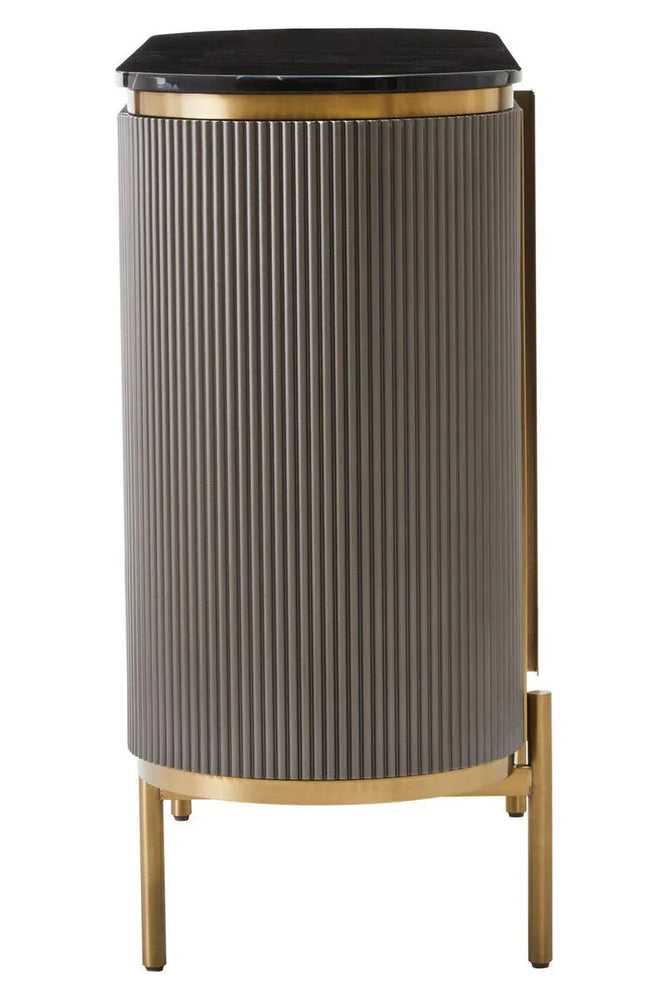 Luxury Grey Marble Top Sideboard with Gold Details