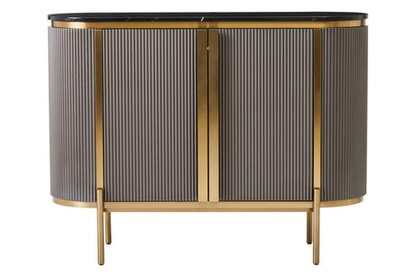 Luxury Grey Marble Top Sideboard with Gold Details