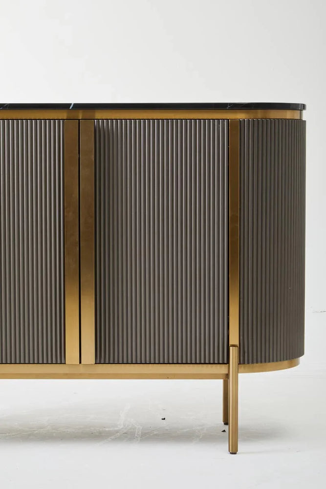 Luxury Grey Marble Top Sideboard with Gold Details