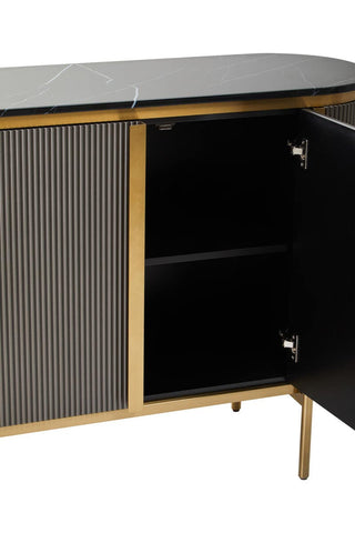 Luxury Grey Marble Top Sideboard with Gold Details