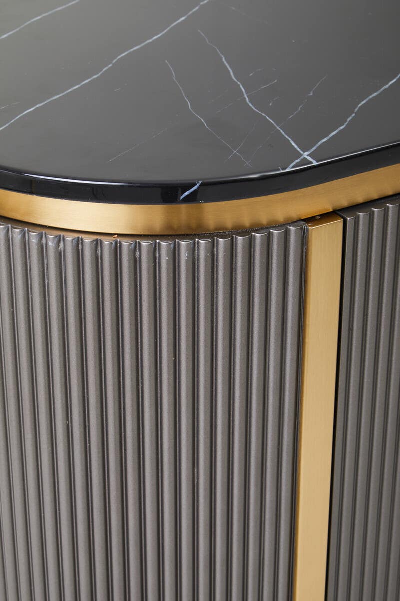 Luxury Grey Marble Top Sideboard with Gold Details