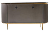 Luxury Grey Fluted Sideboard with Black Marble Top & Gold Legs
