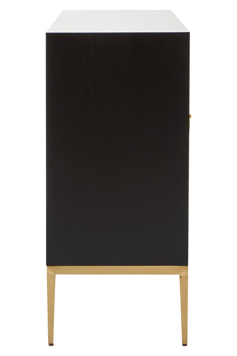 Luxury Grey Shagreen 4-Door Sideboard with Gold Accents