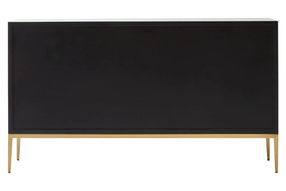 Luxury Grey Shagreen 4-Door Sideboard with Gold Accents