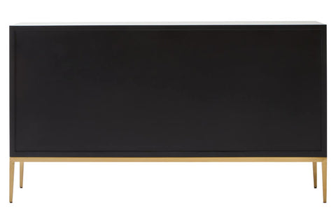Luxury Grey Shagreen 4-Door Sideboard with Gold Accents