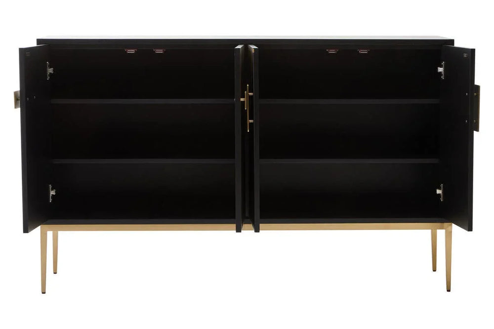 Dual-Tone Elegance Davoli Black and Grey Sideboard with Gold Accents