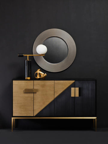 Dual-Tone Elegance Davoli Black and Grey Sideboard with Gold Accents