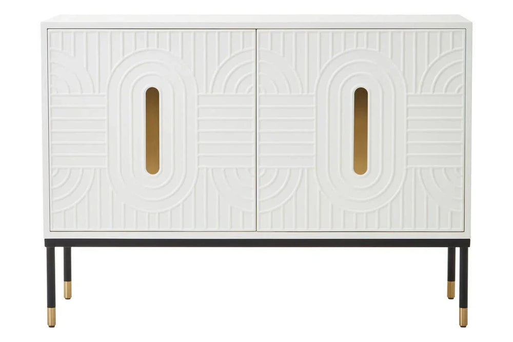Danta Off White Sideboard - Geometric Design with Gold Accents