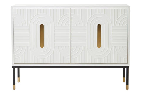 Danta Off White Sideboard - Geometric Design with Gold Accents