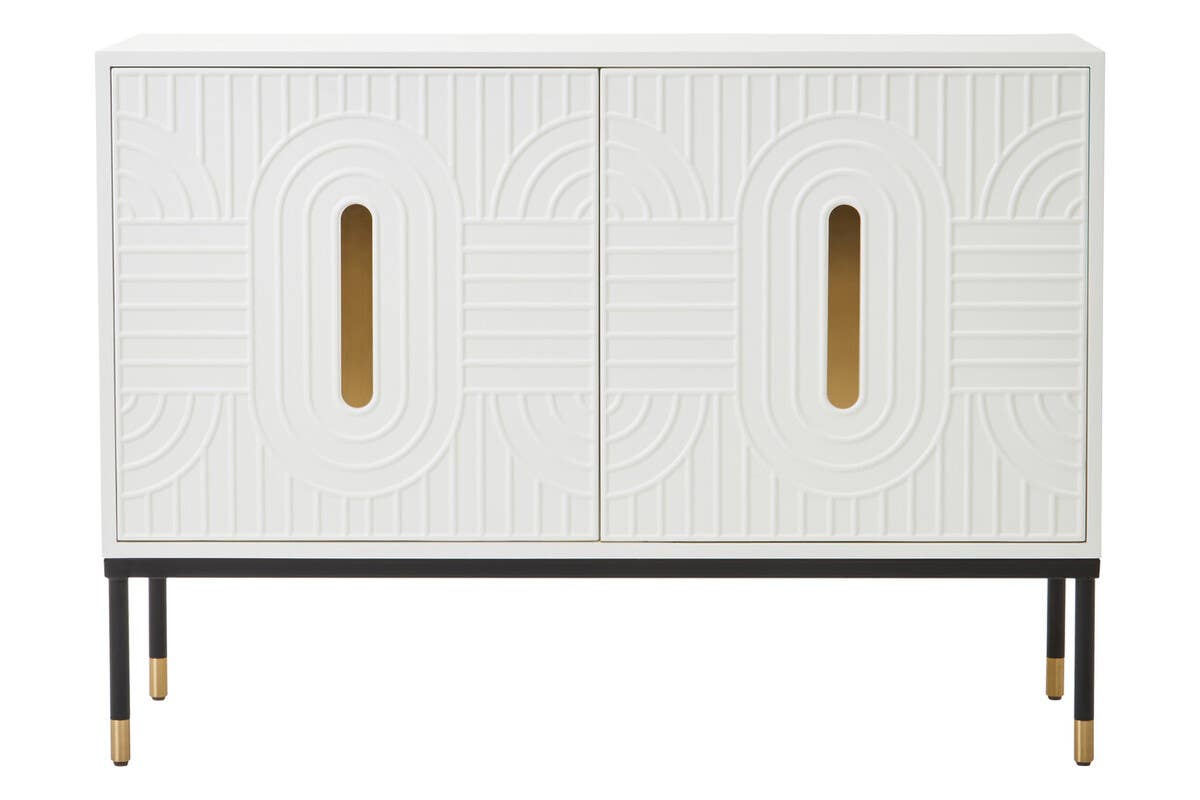 Danta Off White Sideboard - Geometric Design with Gold Accents