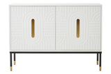 Danta Off White Sideboard - Geometric Design with Gold Accents