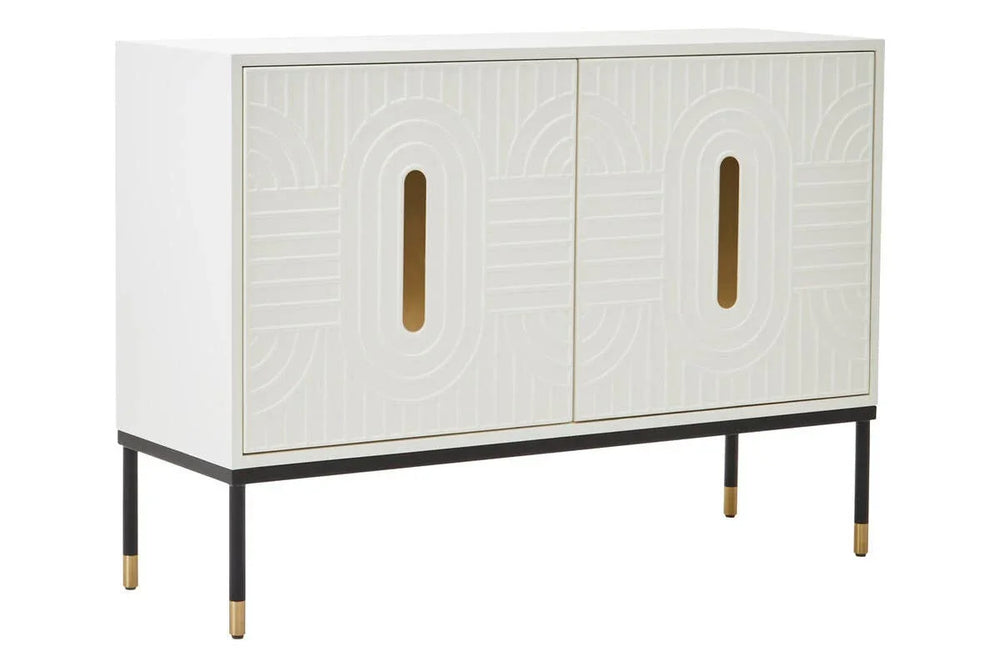 Danta Off White Sideboard - Geometric Design with Gold Accents