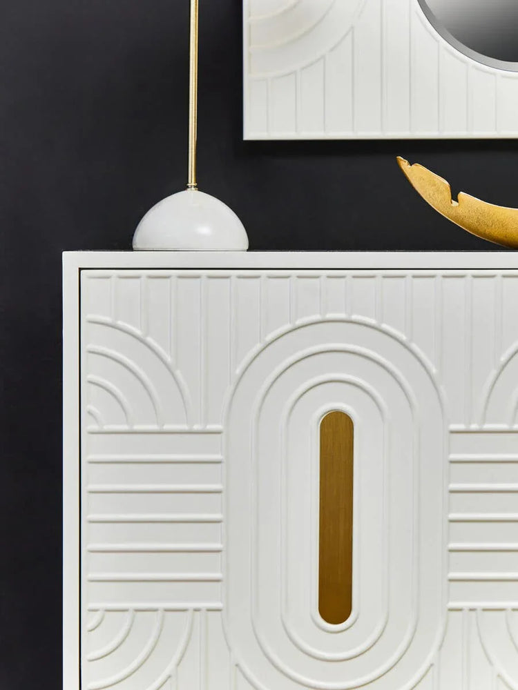Danta Off White Sideboard - Geometric Design with Gold Accents