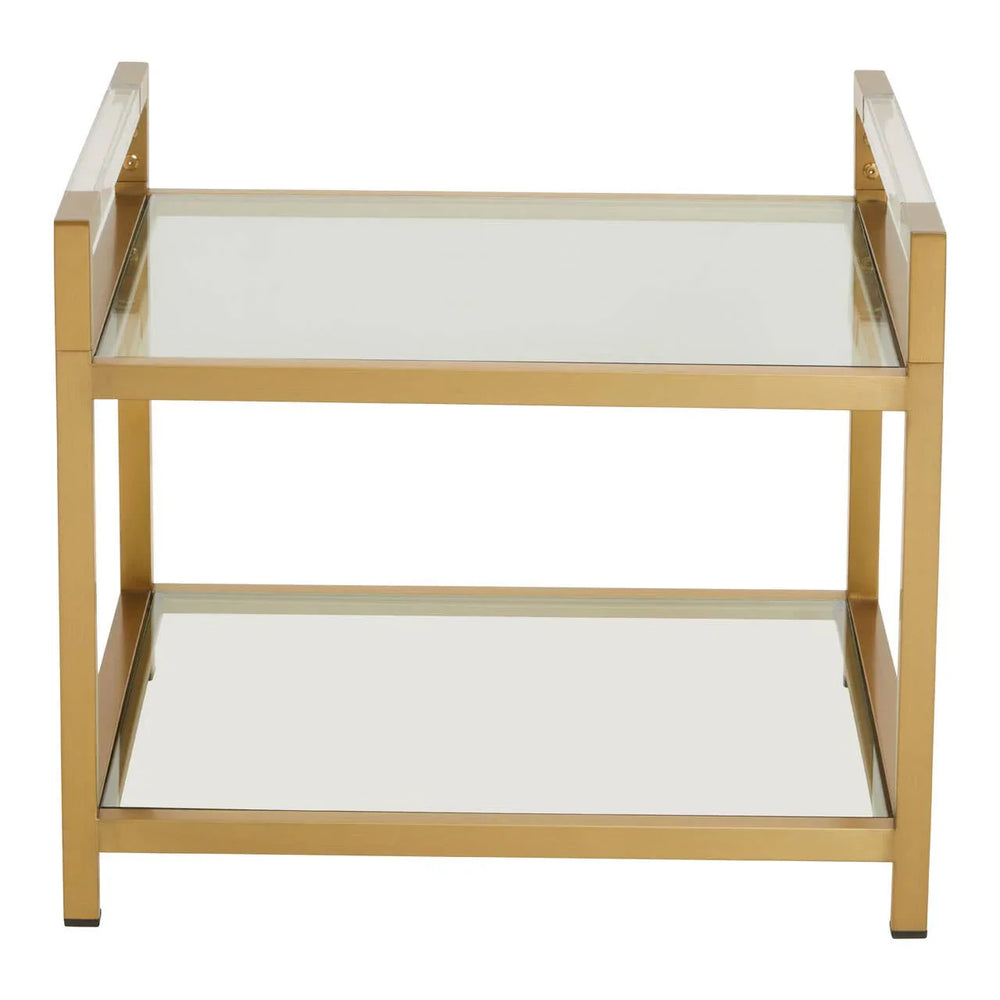 Gold Deco Glass End Table