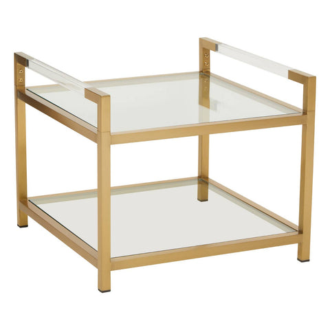 Gold Deco Glass End Table