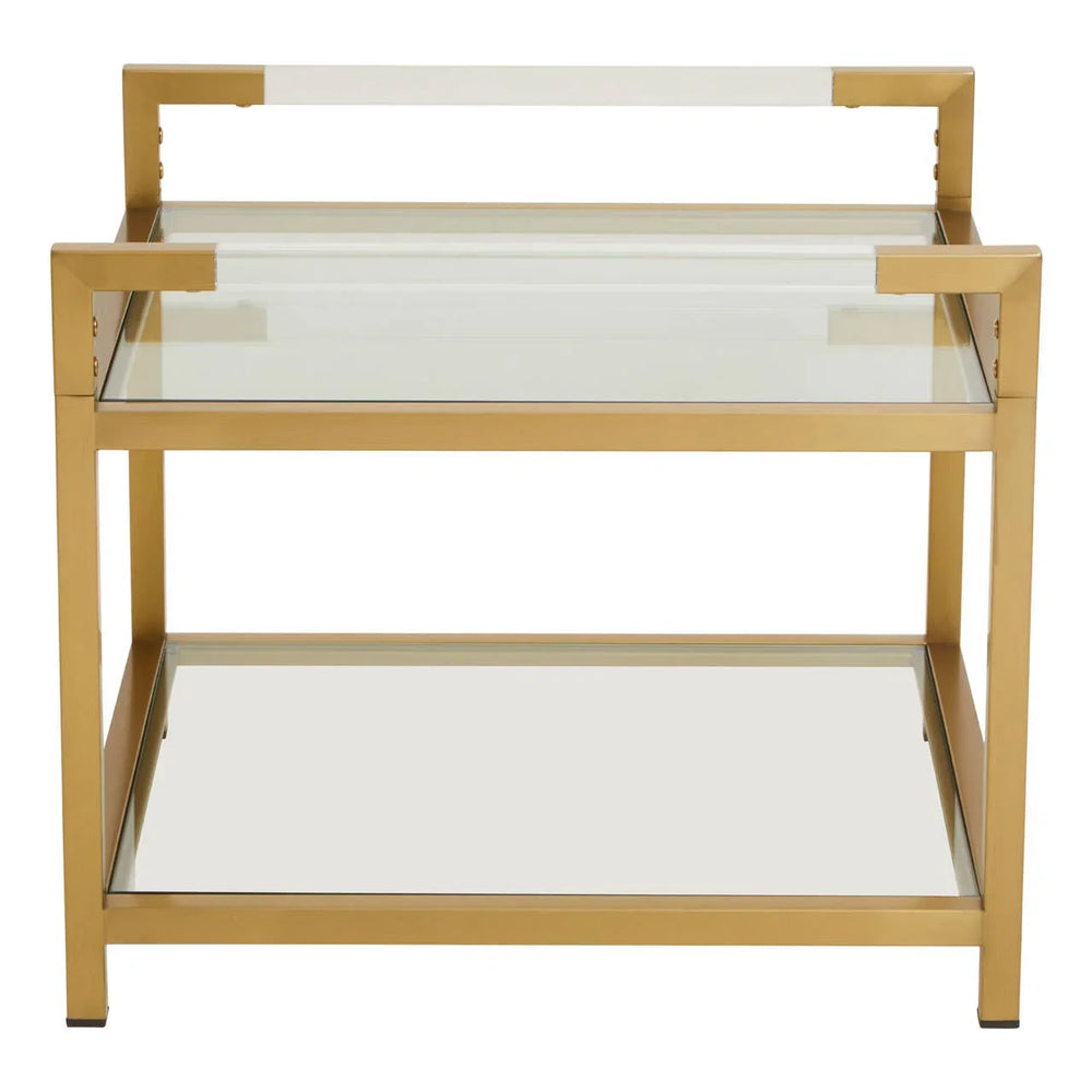Gold Deco Glass End Table