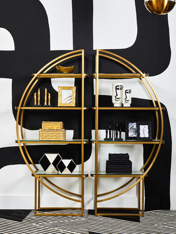 Deco Gold Glass Shelf Unit