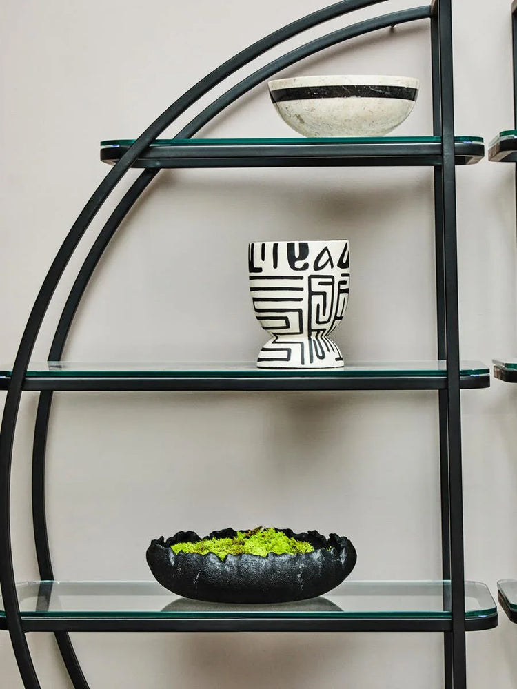 Deco Black Glass Shelf Unit